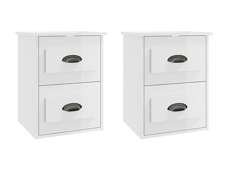 Comodini sospesi 2 pz bianco lucido 41,5x36x53 cm