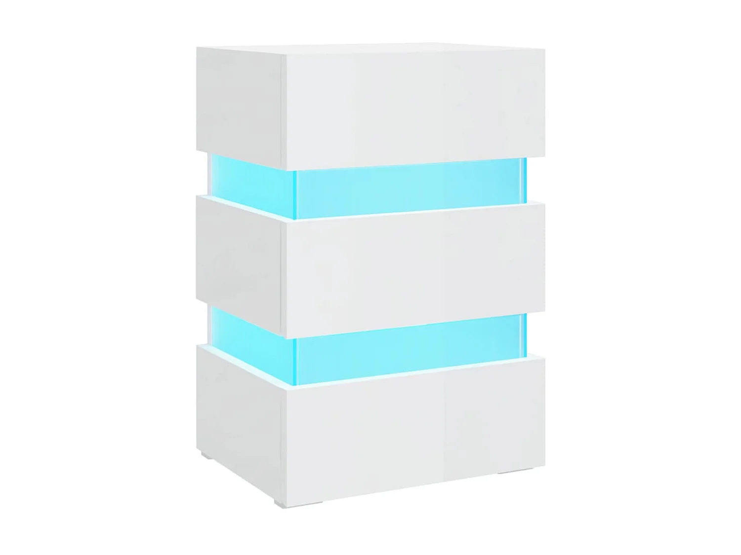 Table de chevet à LED blanc brillant 45x35x67 cm