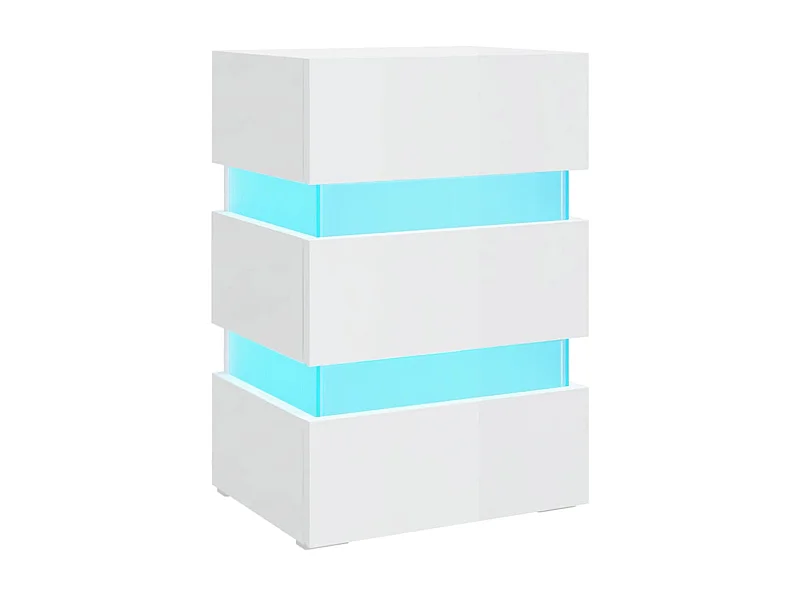 Table de chevet à LED blanc brillant 45x35x67 cm