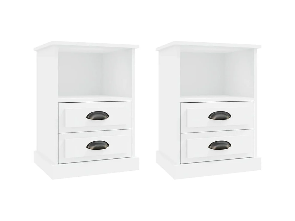 Tables de chevet 2 pcs blanc 43x36x60 cm