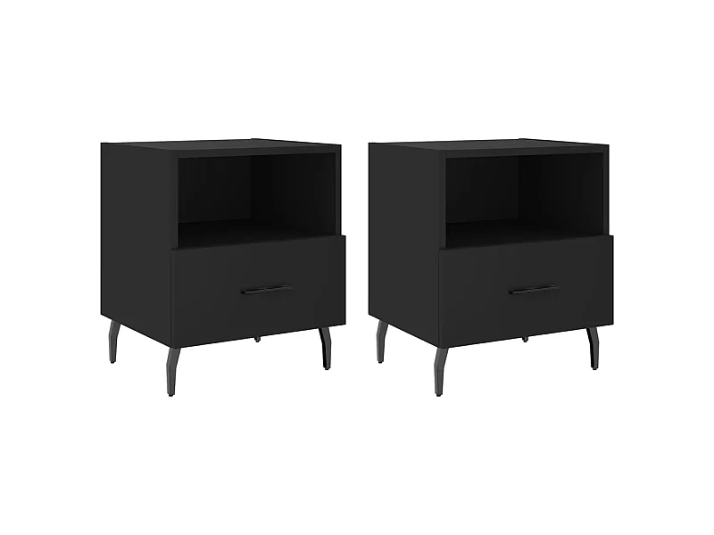 Tables de chevet 2 pcs noir 40x35x47,5 cm bois d’ingénierie