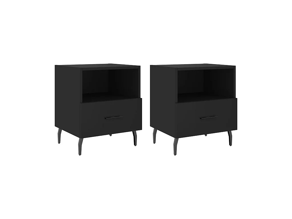 Tables de chevet 2 pcs noir 40x35x47,5 cm bois d’ingénierie