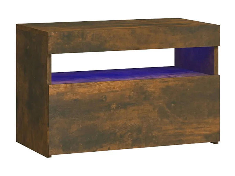 Mesa de cabeceira com luzes LED Carvalho fumado 60x35x40 cm