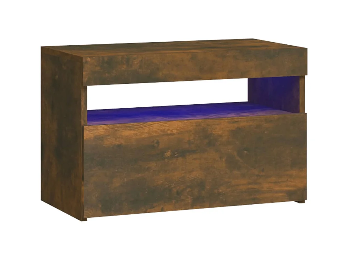 Table de chevet avec lumières LED Chêne fumé 60x35x40 cm