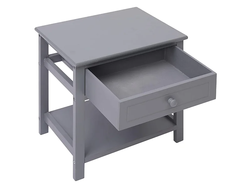 Mesita de noche gris 40x29x42 cm madera de Paulownia