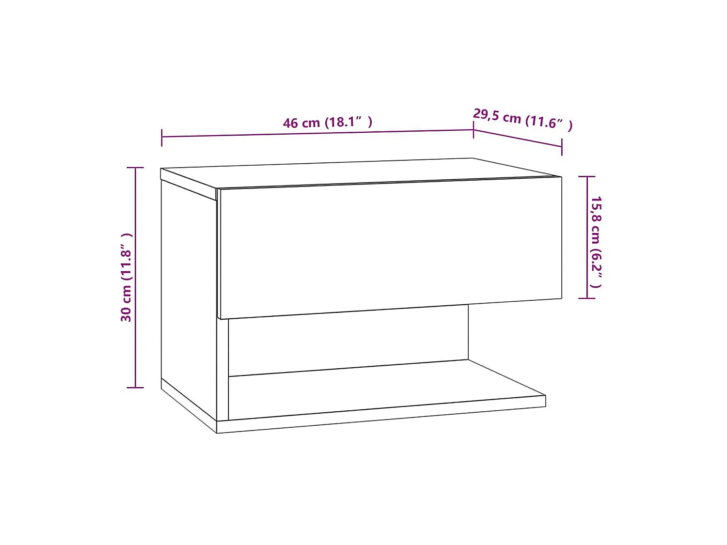 Mesitas de noche de pared 2 piezas Gris hormigón