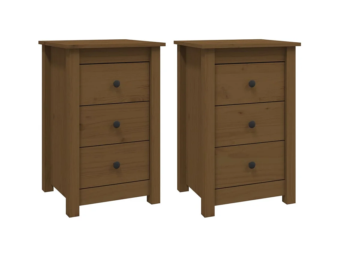 Comodini 2 pz Marrone miele 40x35x61,5 cm Pino massiccio