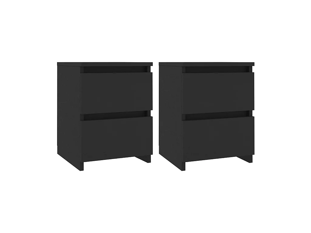 Tables de chevet 2 pcs Noir 30 x 30 x 40 cm Aggloméré
