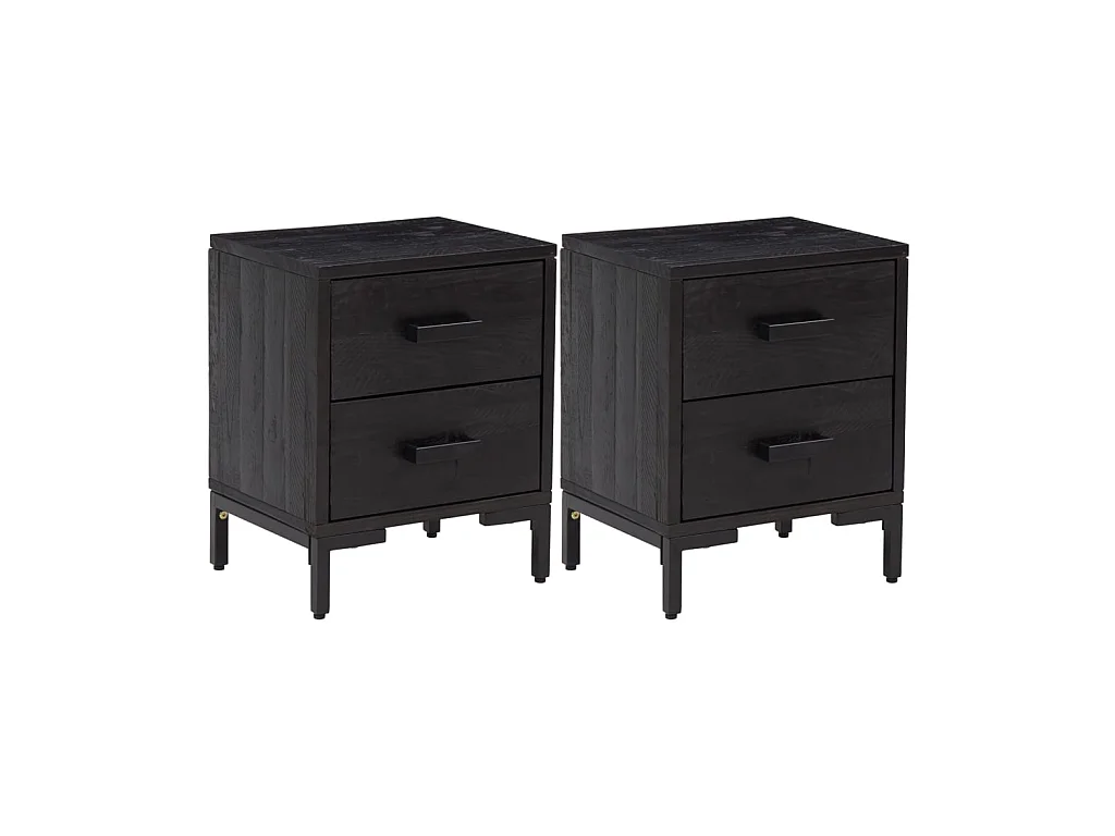 Tables de chevet 2 pcs Noir 36x30x45 cm Bois de pin massif