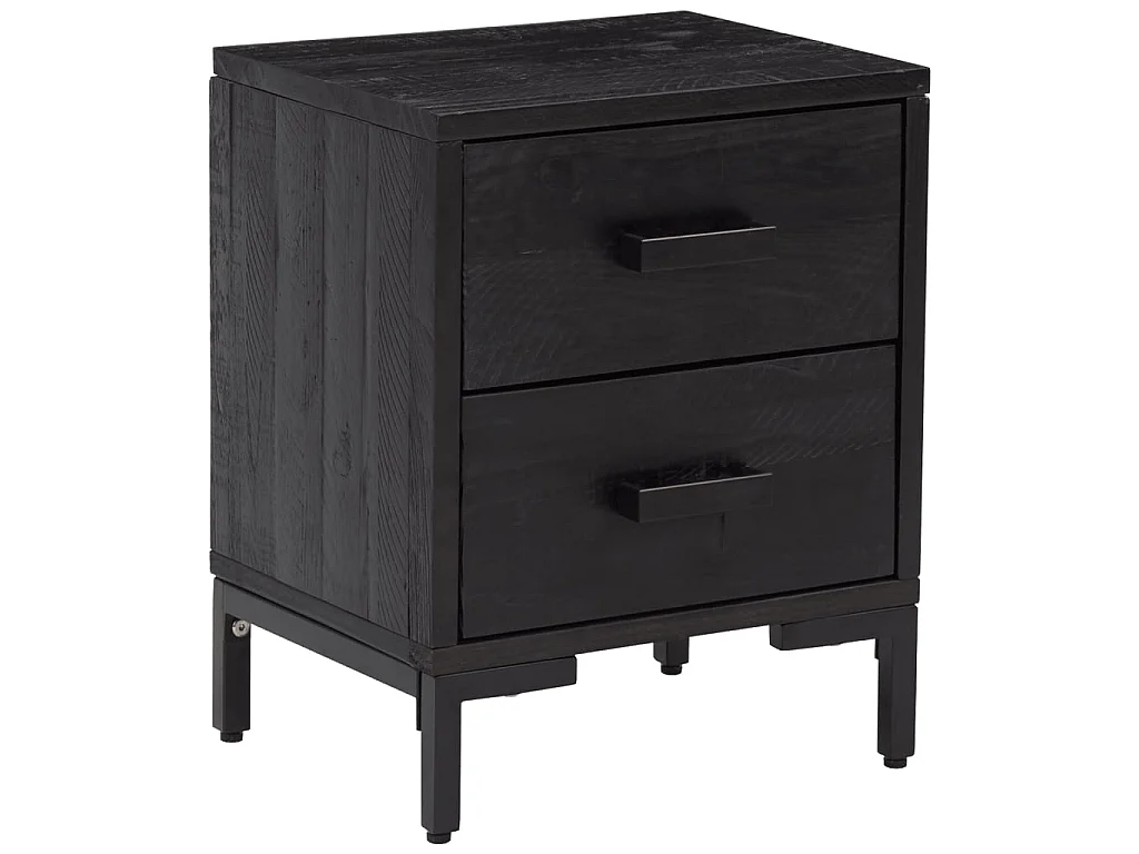 Nachttische 2 Stk. Schwarz 36x30x45 cm Massives Kiefernholz