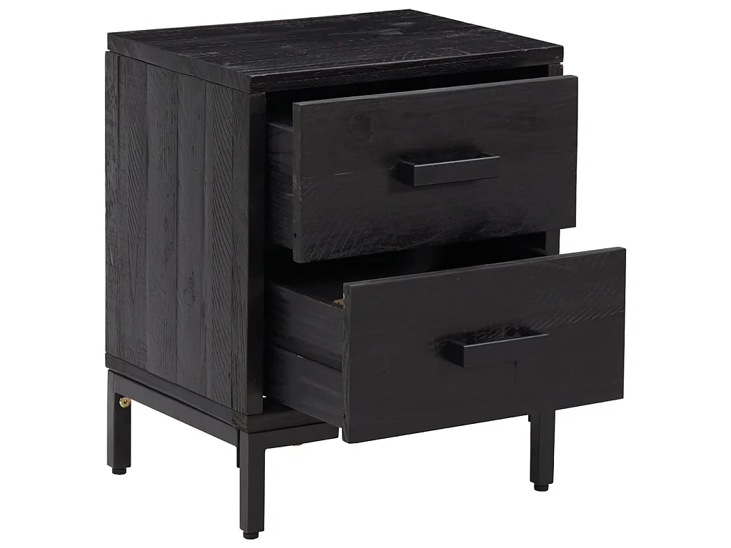Nachttische 2 Stk. Schwarz 36x30x45 cm Massives Kiefernholz