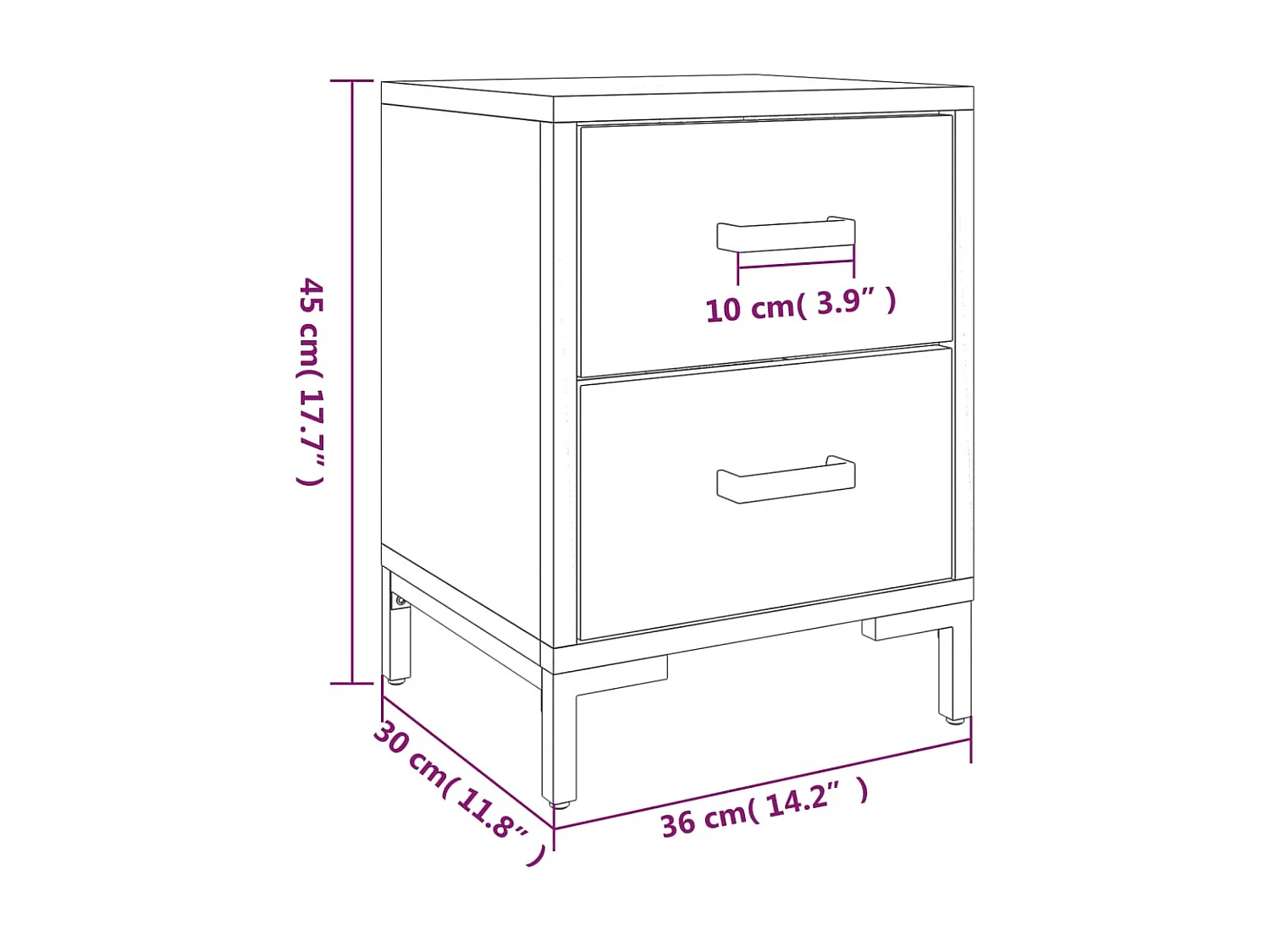 Nachttische 2 Stk. Schwarz 36x30x45 cm Massives Kiefernholz