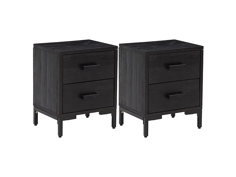 Tables de chevet 2 pcs Noir 36x30x45 cm Bois de pin massif
