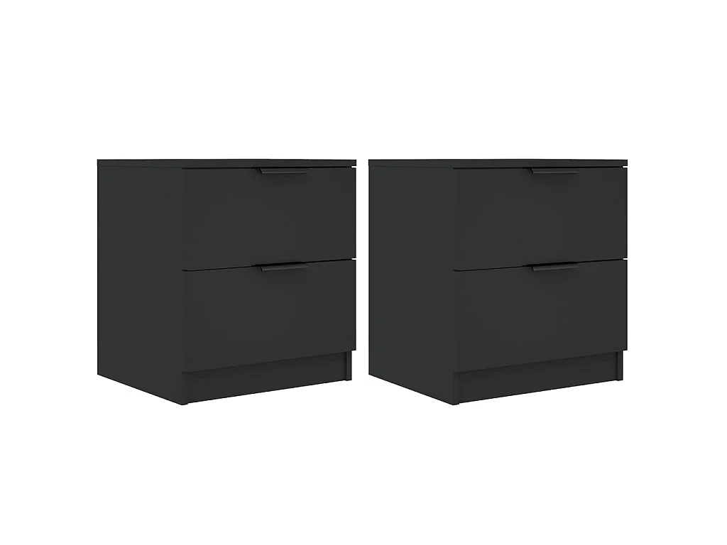 Tables de chevet 2 pcs Noir Bois d'ingénierie