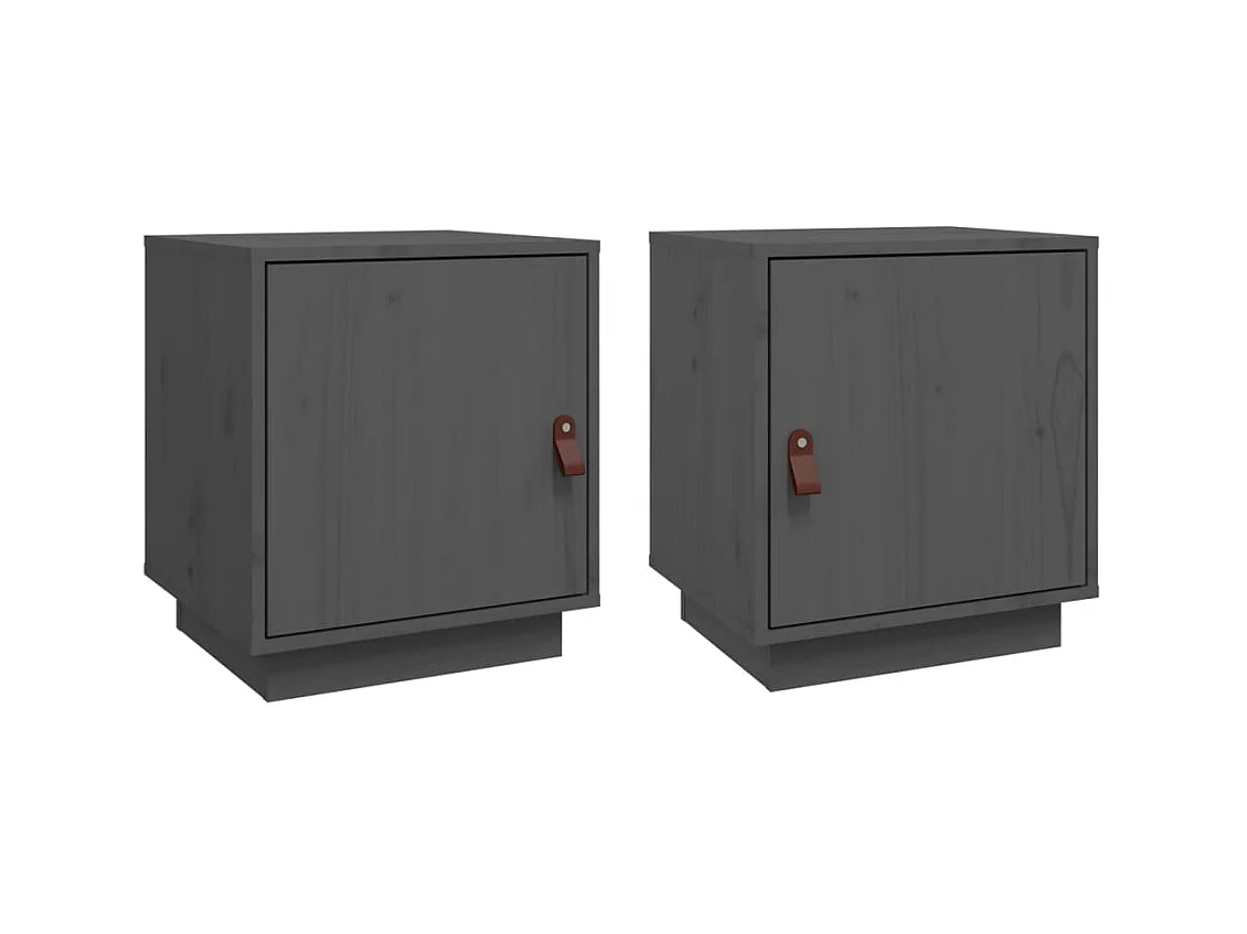 Comodini 2 pz Grigio 40x34x45 cm Legno di pino massiccio