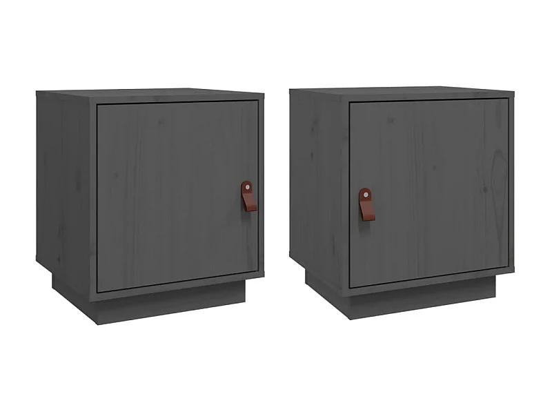 Comodini 2 pz Grigio 40x34x45 cm Legno di pino massiccio