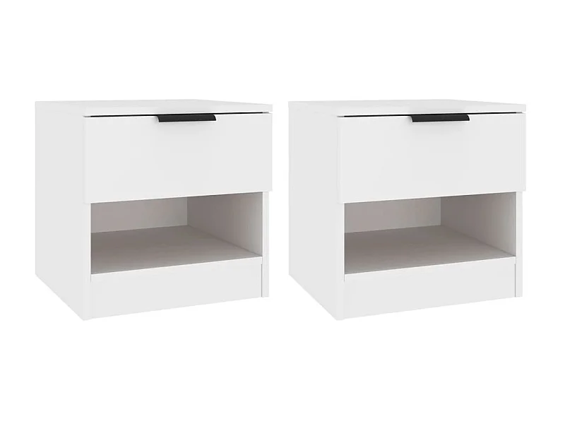 Tables de chevet 2 pcs Blanc Bois d'ingénierie