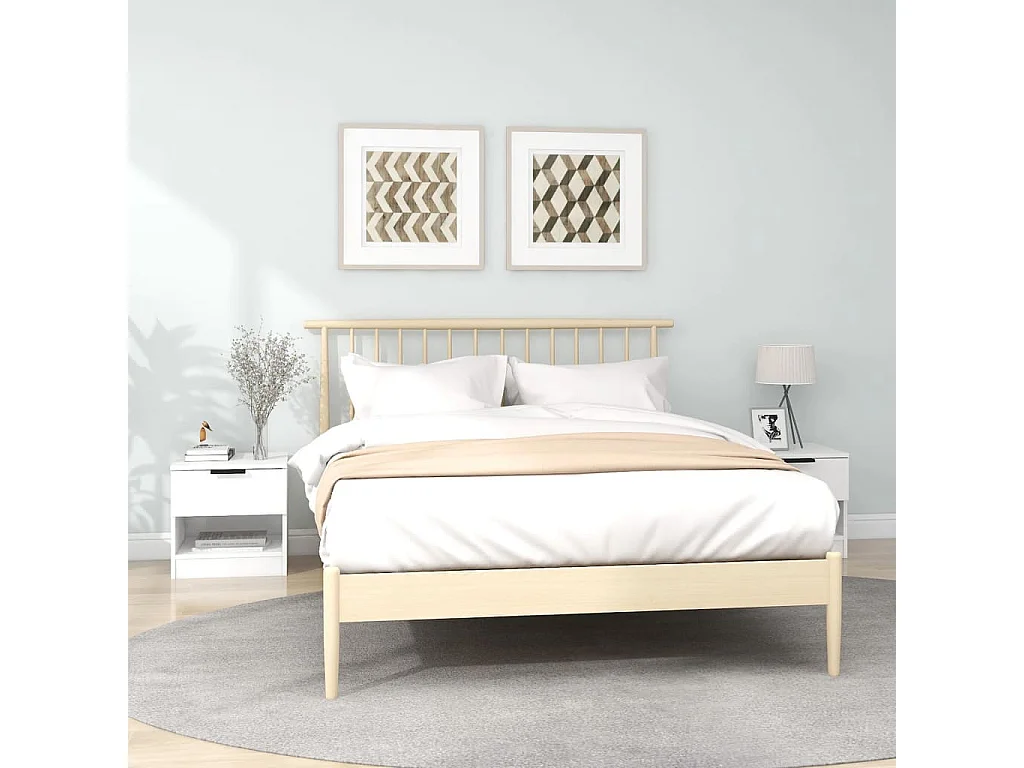 Tables de chevet 2 pcs Blanc Bois d'ingénierie