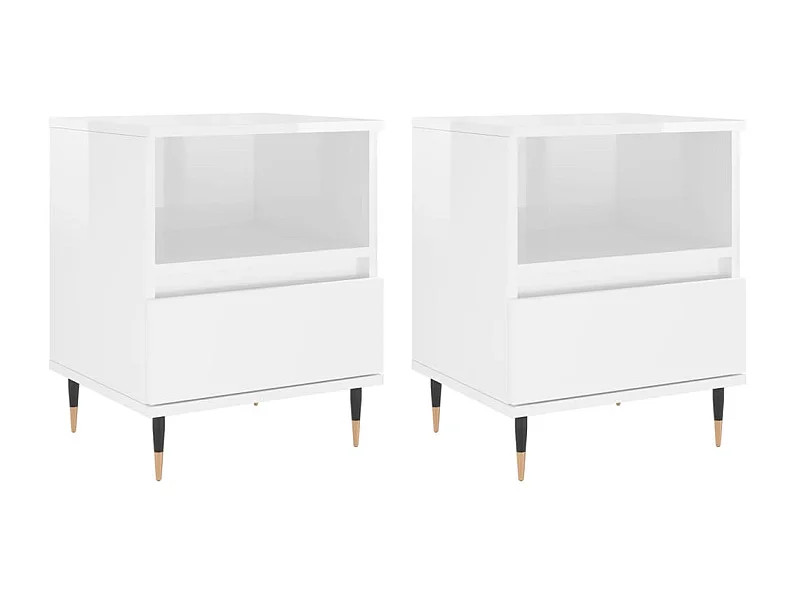 Comodini 2 pz bianco lucido 40x35x50 cm