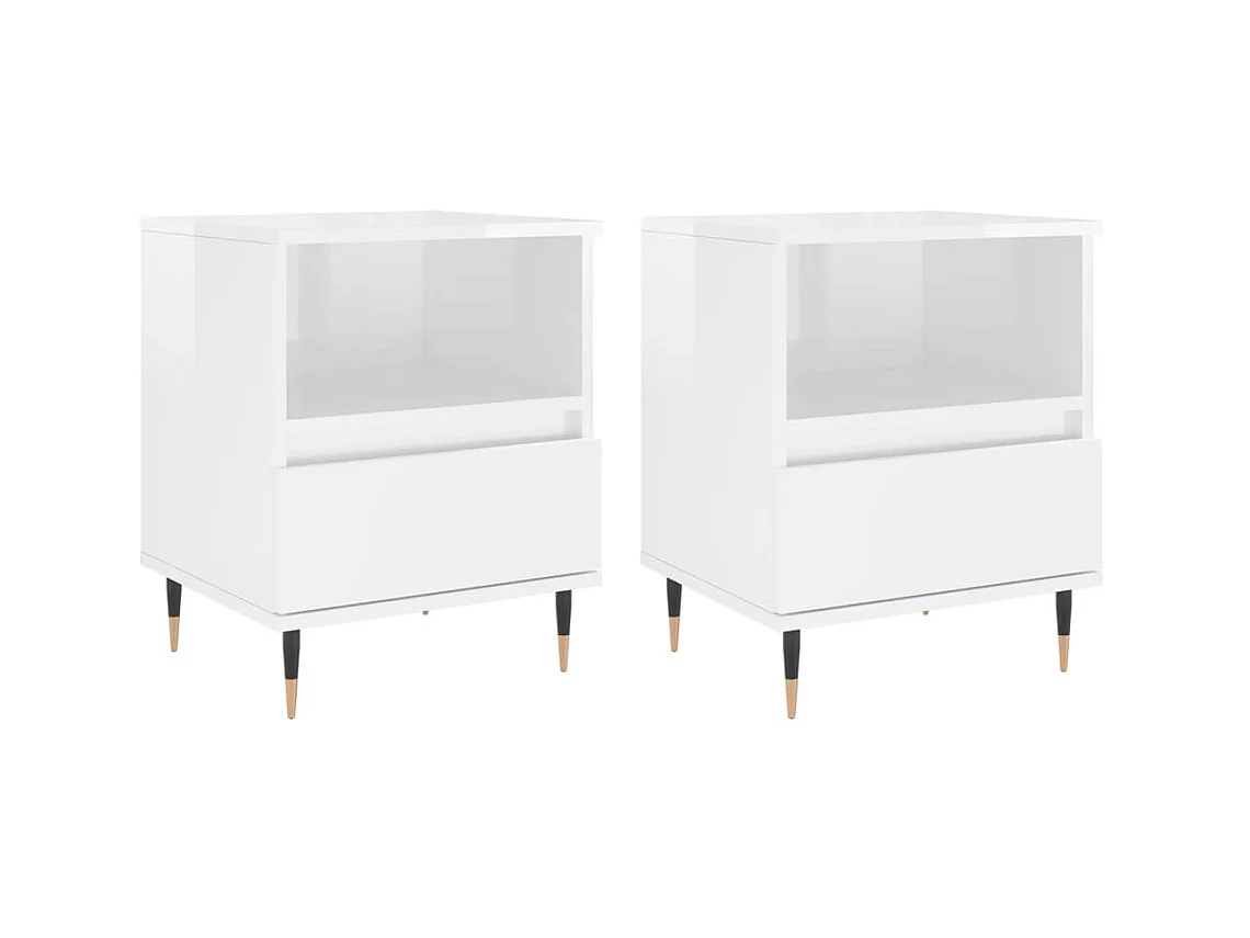 Tables de chevet 2 pcs blanc brillant 40x35x50 cm