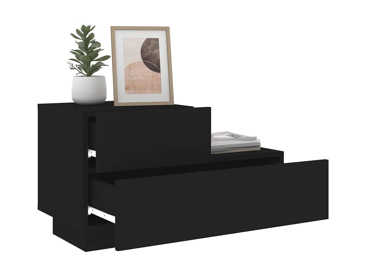 Nachttisch mit LED-Leuchten schwarz 70x36x40,5 cm