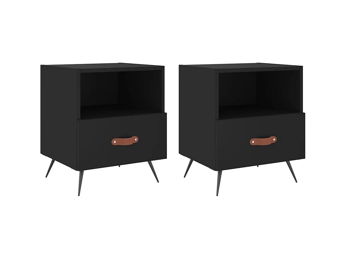 Tables de chevet 2 pcs noir 40x35x47,5 cm bois d’ingénierie