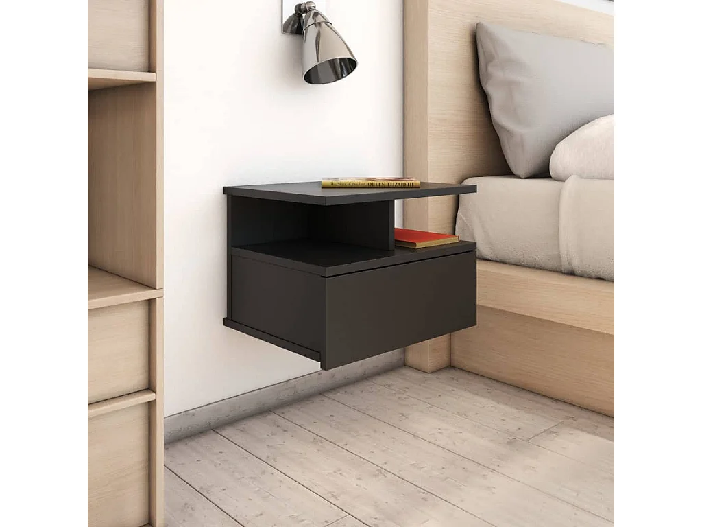 Table de chevet flottante Noir 40x31x27 cm Aggloméré