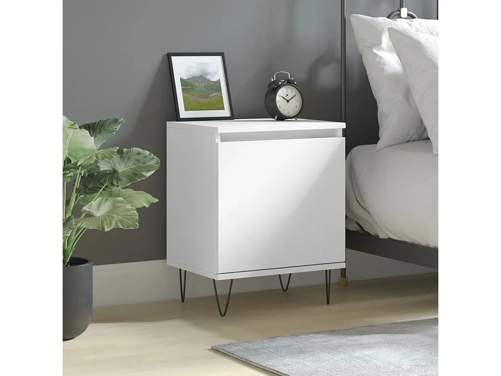 Table de chevet blanc 40x30x50 cm bois d’ingénierie