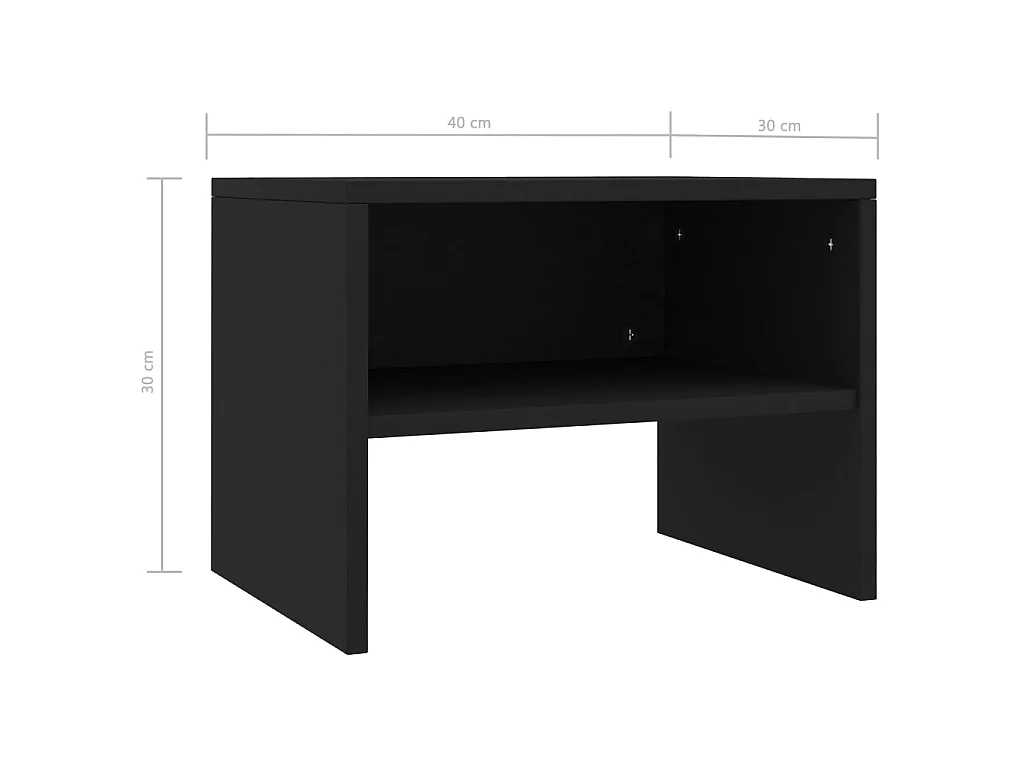 Table de chevet Noir 40 x 30 x30 cm Aggloméré