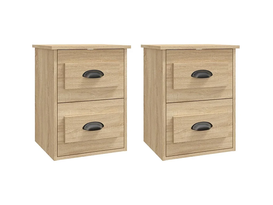 Tables de chevet murales 2 pcs chêne sonoma 41,5x36x53 cm
