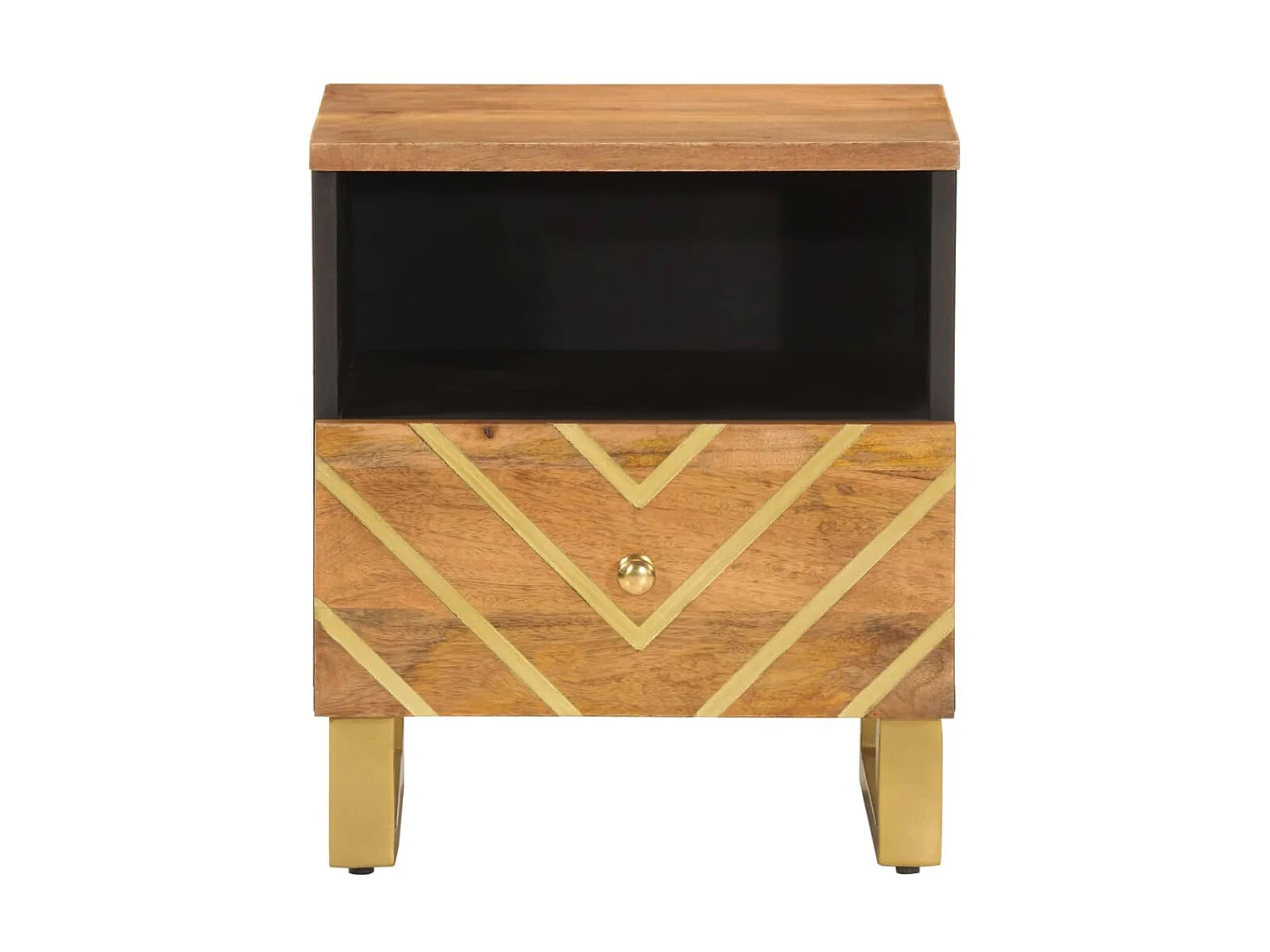 Tables de chevet 2 pcs marron et noir bois de manguier solide