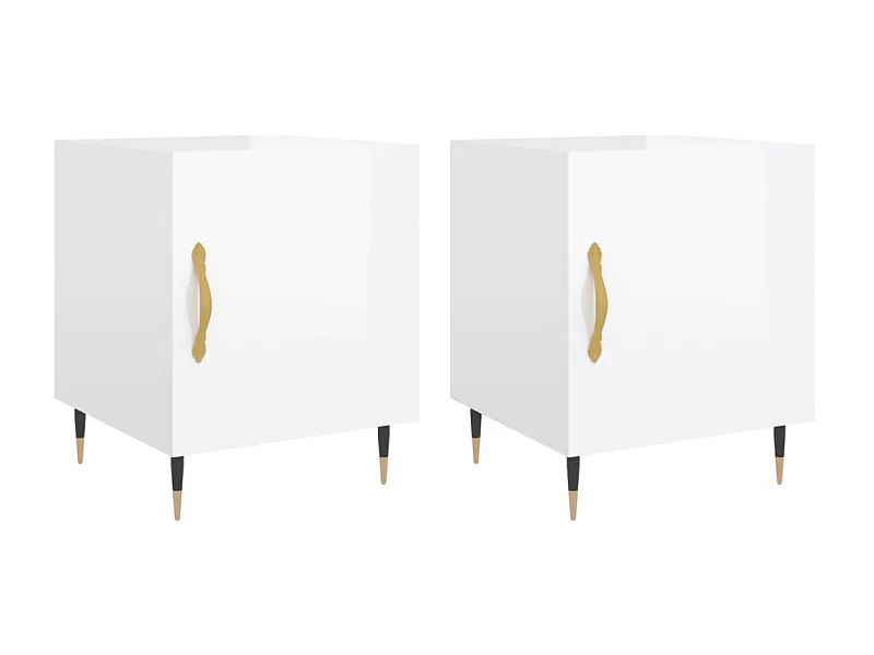 Comodini 2 pz bianco lucido 40x40x50 cm