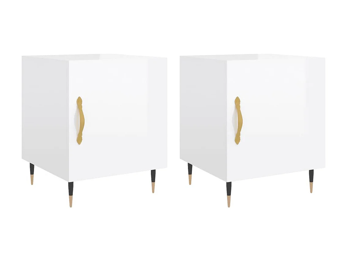 Comodini 2 pz bianco lucido 40x40x50 cm