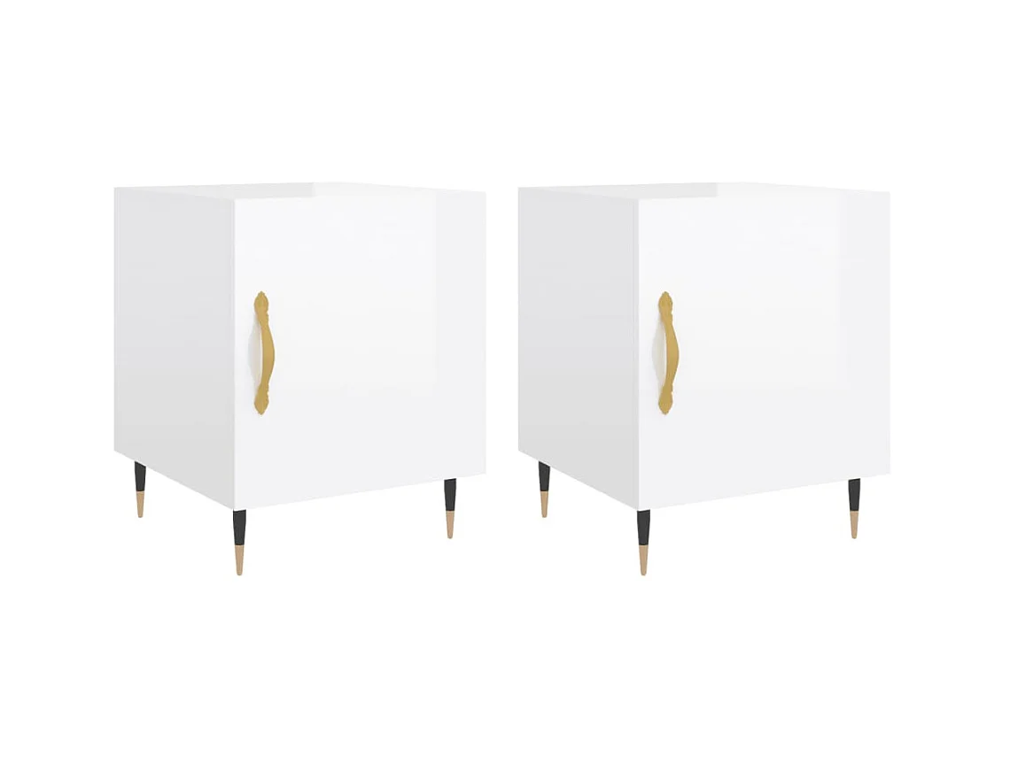 Tables de chevet 2 pcs blanc brillant 40x40x50 cm