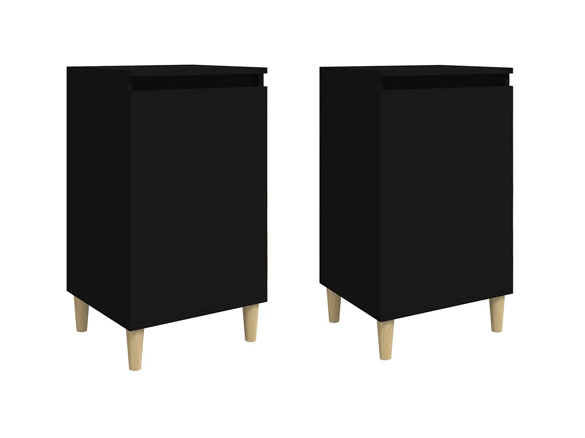 Tables de chevet 2 pcs noir 40x35x70 cm bois d'ingénierie