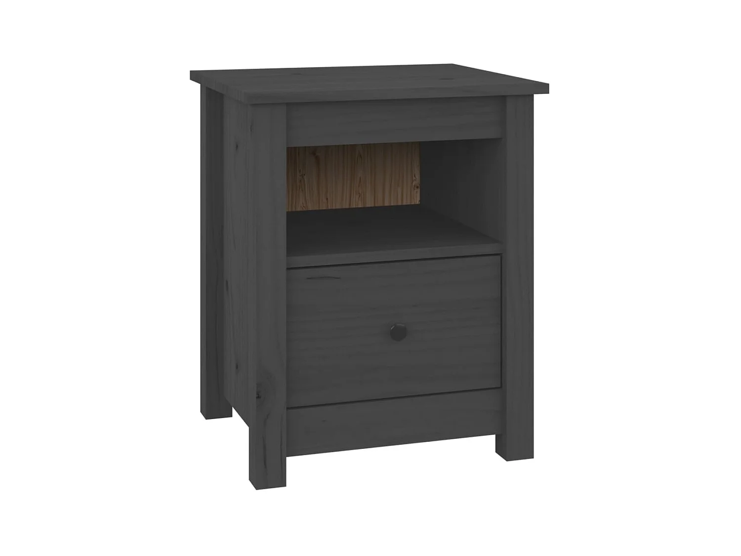 Table de chevet Gris 40x35x49 cm Bois de pin massif
