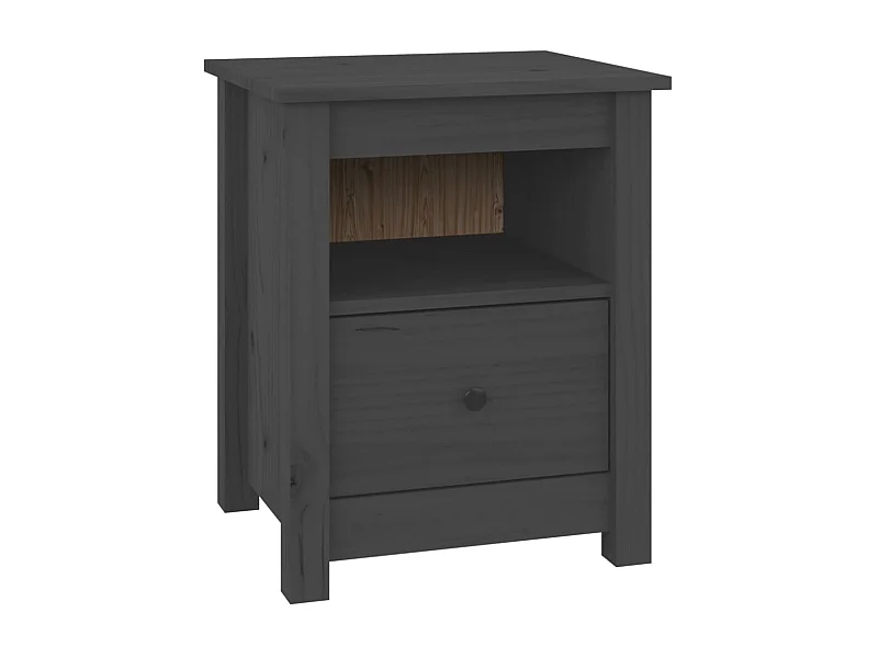 Table de chevet Gris 40x35x49 cm Bois de pin massif