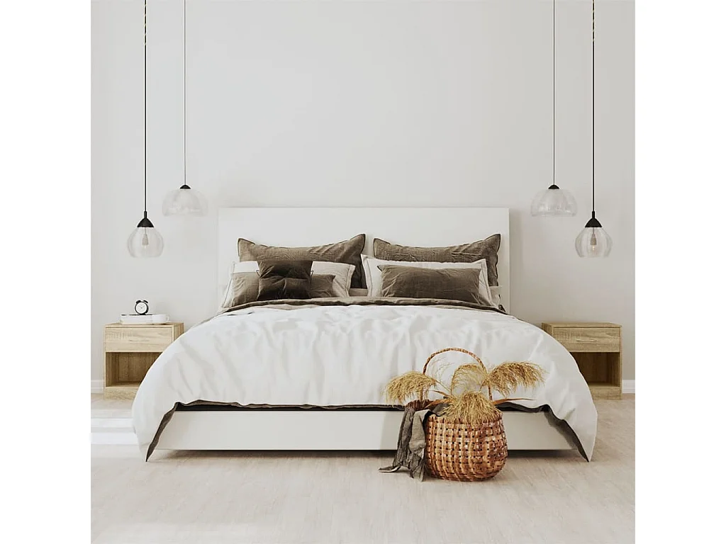 Comodino 2 pezzi con cassetto color rovere