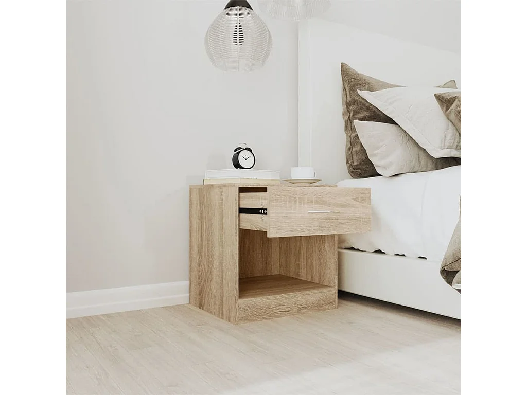 Comodino 2 pezzi con cassetto color rovere