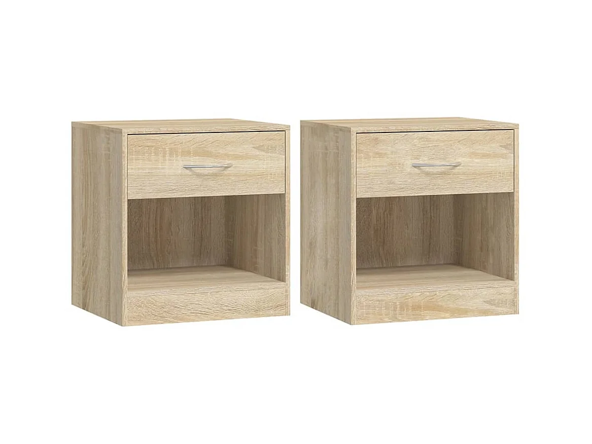 Comodino 2 pezzi con cassetto color rovere