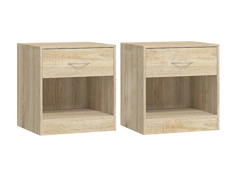 Comodino 2 pezzi con cassetto color rovere