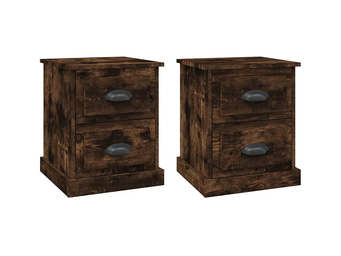 Tables de chevet 2 pcs chêne fumé 39x39x47,5 cm bois ingénierie