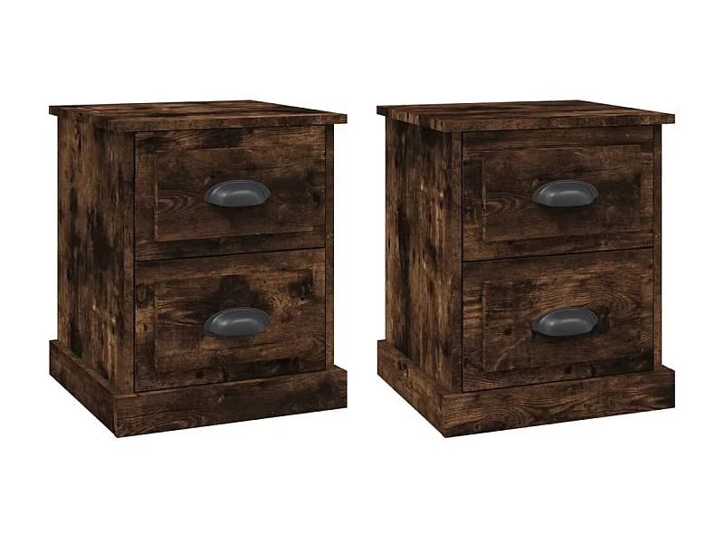 Comodini 2 pezzi rovere affumicato 39x39x47,5 cm in multistrato
