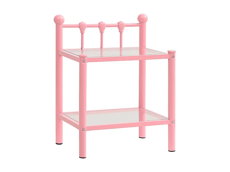 Tables de chevet 2 pcs Rose et transparent Métal et verre