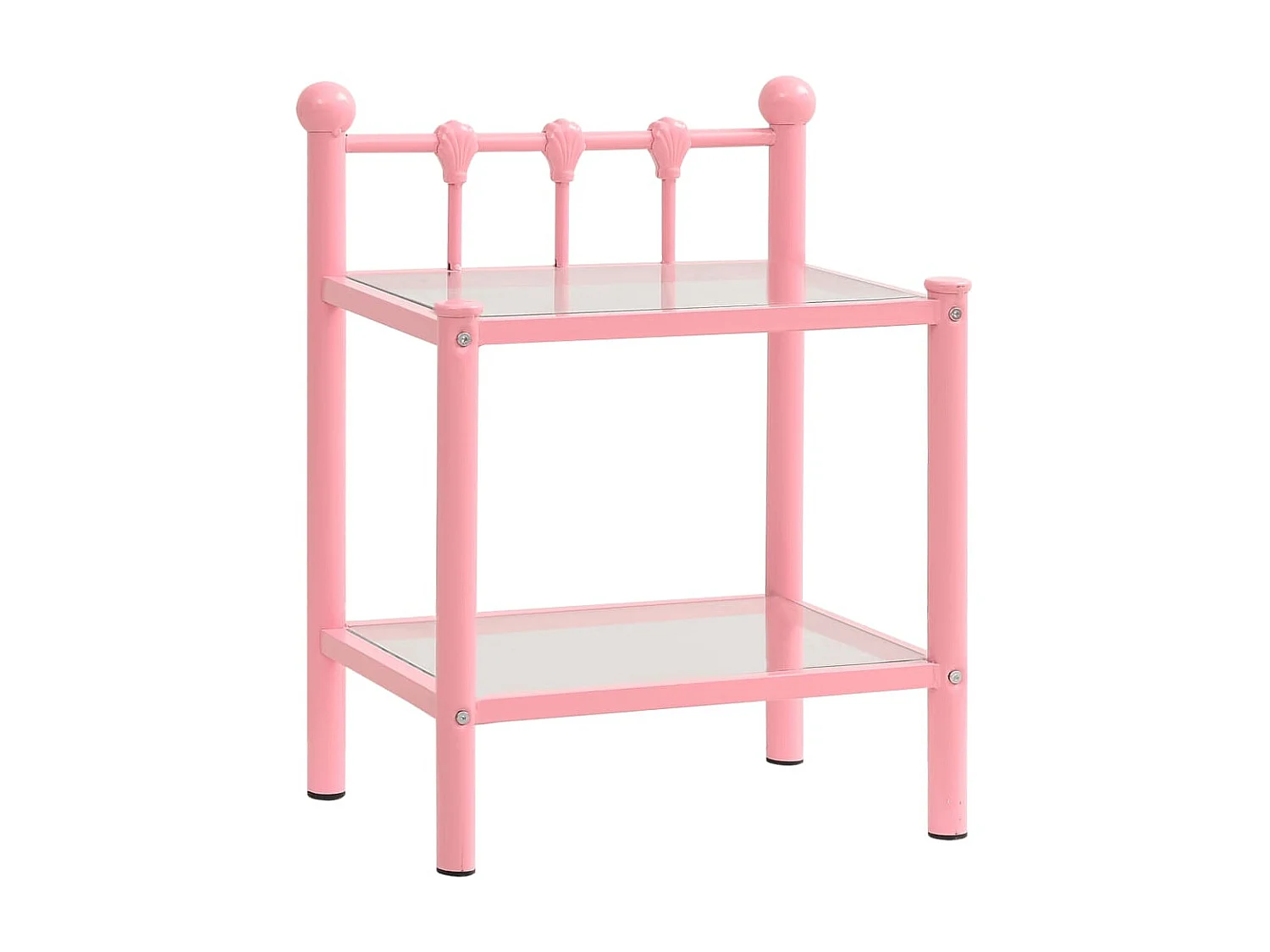 Nachtkastjes 2 stuks Roze en transparant Metaal en glas