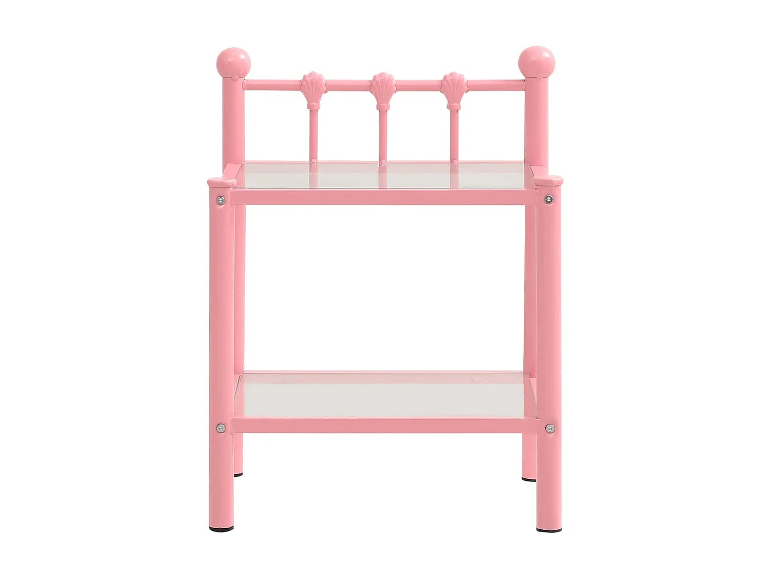 Nachtkastjes 2 stuks Roze en transparant Metaal en glas