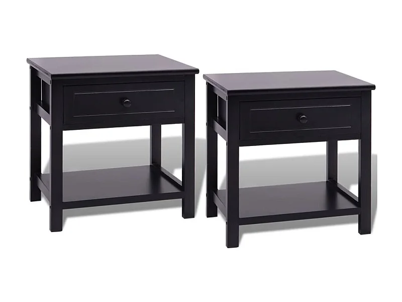 Mesa de cabeceira 2 peças madeira preta