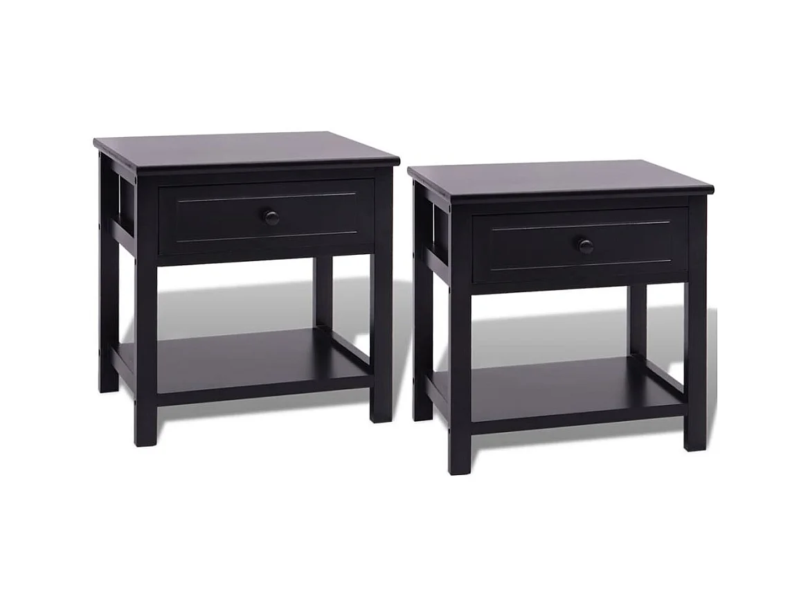 Table de chevet 2 pcs Bois Noir