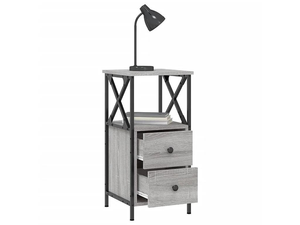 Mesita de noche gris Sonoma 34x35,5x70 cm de madera contrachapada