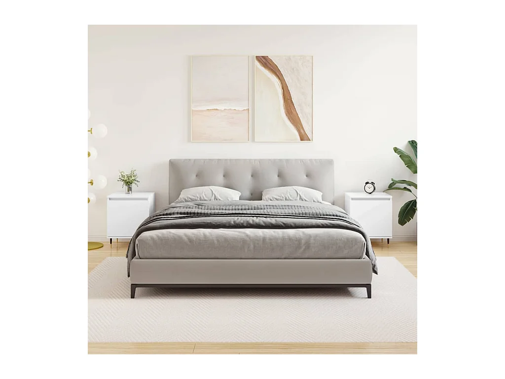 Nachtkastjes 2 stuks glanzend wit 40x30x50cm samengesteld hout